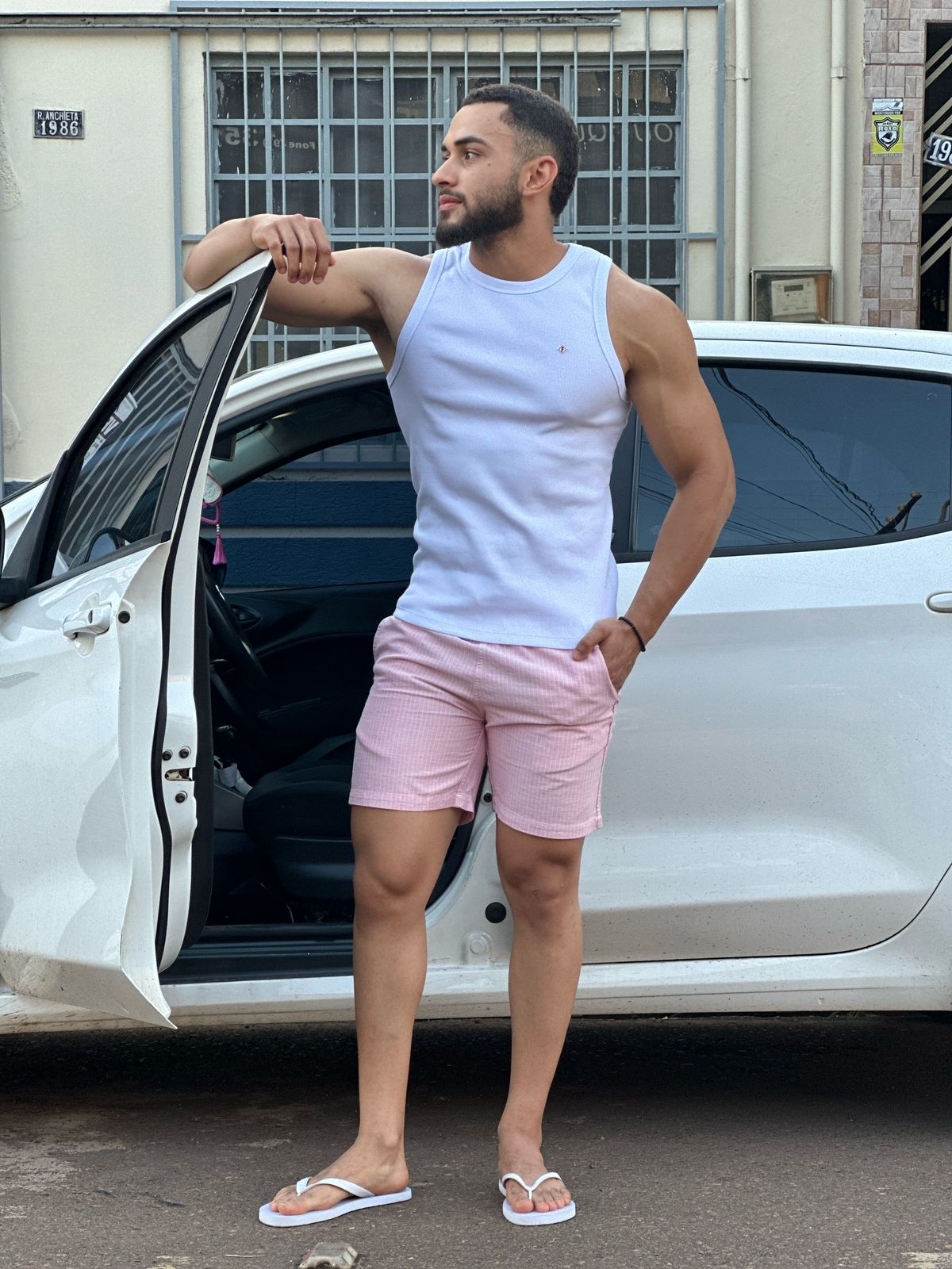Short Listrado Viscolinho Just Another Brand JAB
