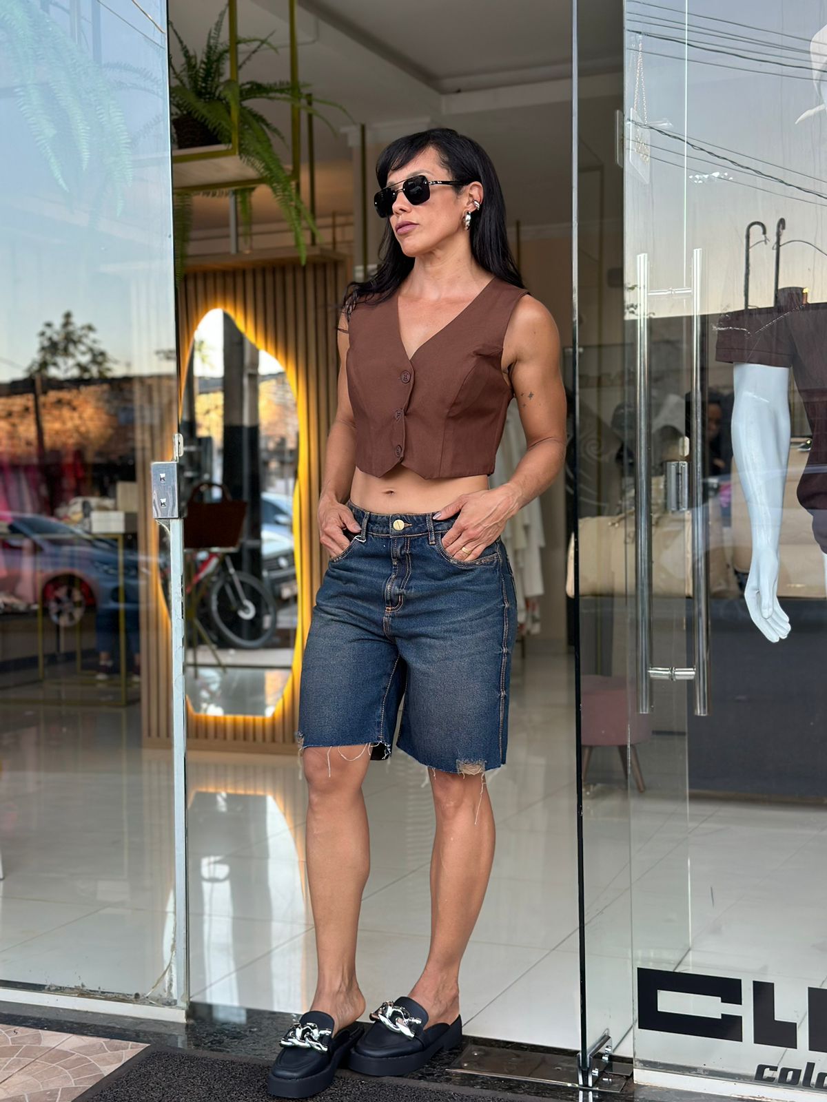 Bermuda Jeans Comfort High Lança Perfume LP