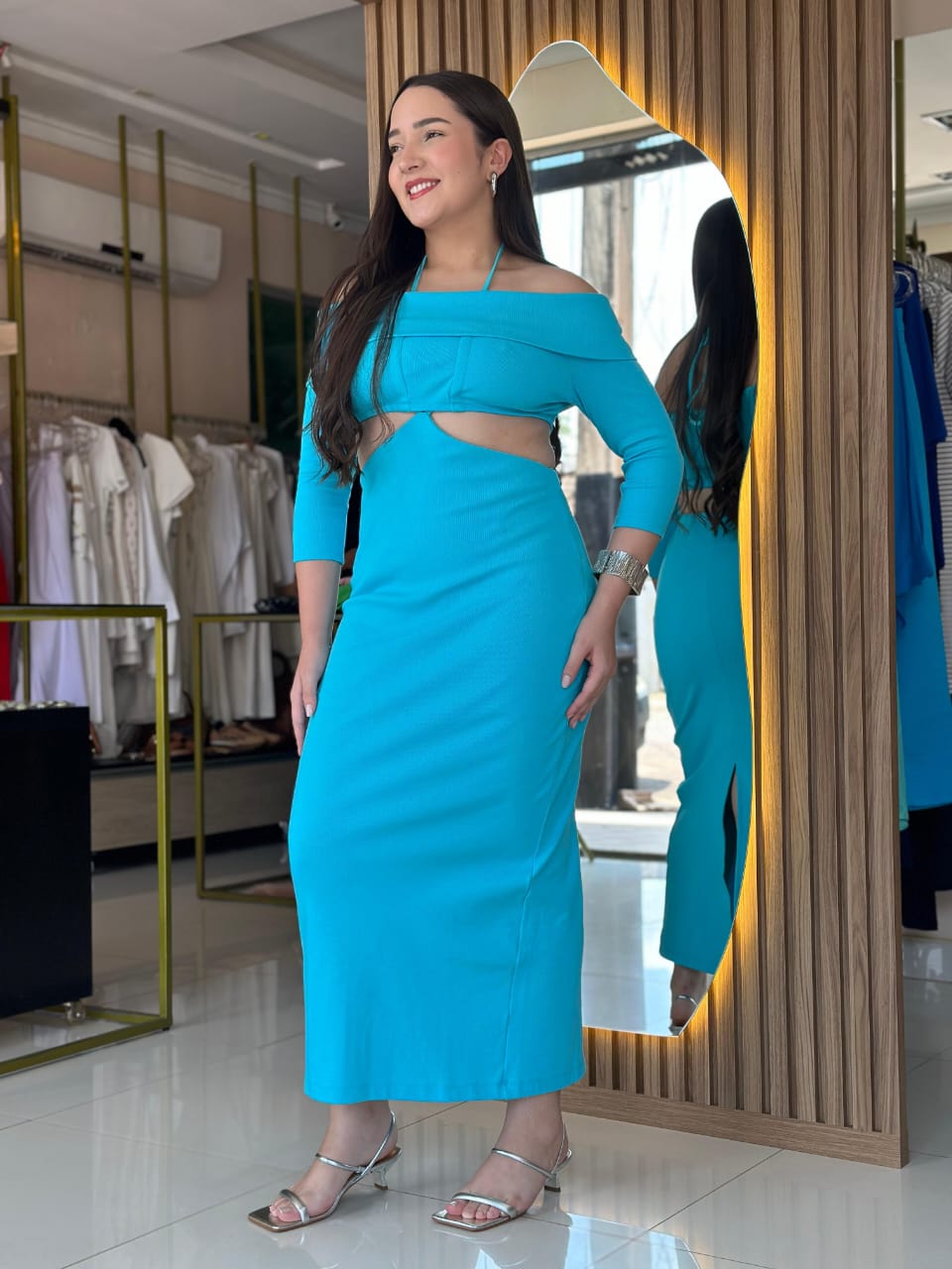 Vestido Super Midi Com Cut Out Lança Perfume LP