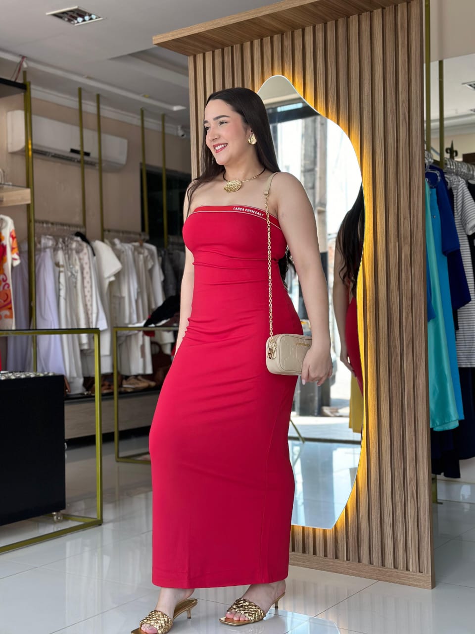 Vestido Super Midi Sem Alças Lança Perfume LP