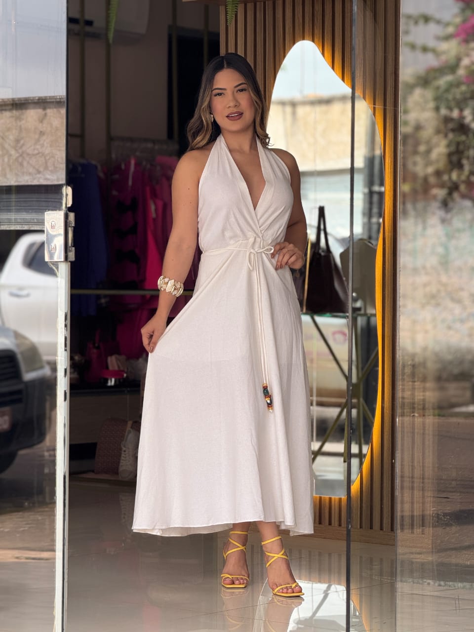 Vestido Super Midi Com Linho My Favorite MF