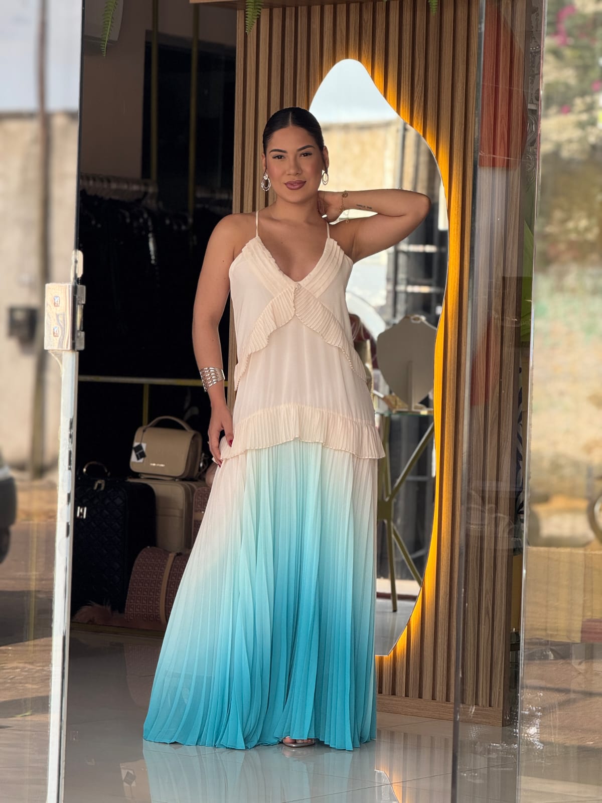 Vestido Longo Plissado Lança Perfume LP