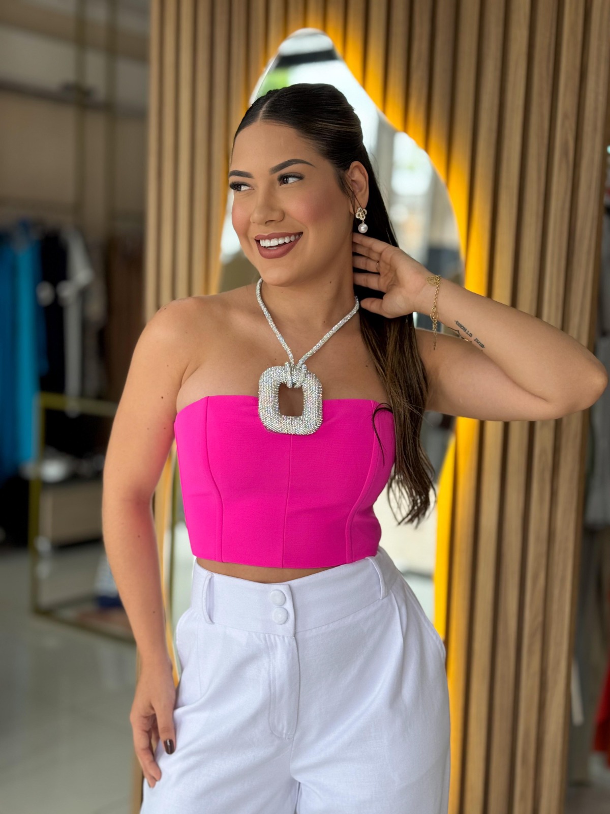 Blusa Cropped Com Alça De Cristal Lança Perfume LP