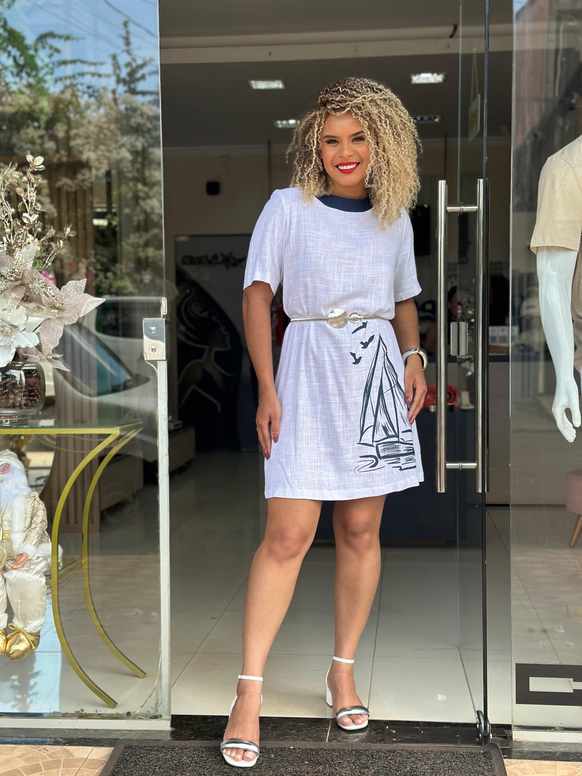 VESTIDO MANGA CURTA COM LINHO MY FAV.