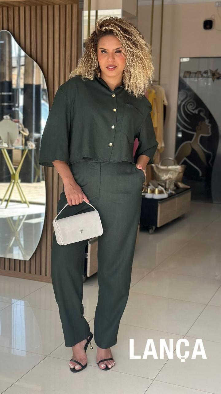 CALCA CARROT COM LINHO VERDE MALCHITE